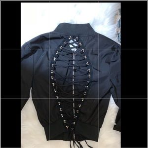 Fashion nova bomber jacket with lace up back